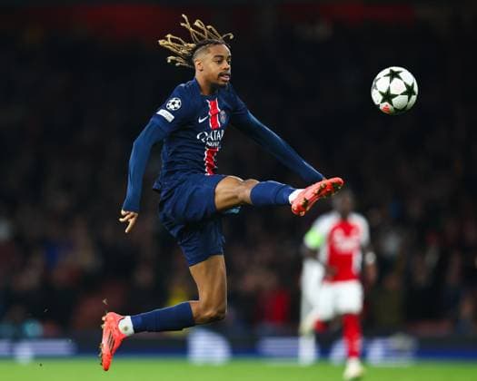 Arsenal v PSG 1 October 2024, London - UEFA Champion™s League Football - Arsenal v Paris Saint-Germain - Bradley Barcola of Paris Saint Germain - Photo: Charlotte Wilson Offside. London UK Copyright: xCharlottexWilsonx xOffsidexOffside