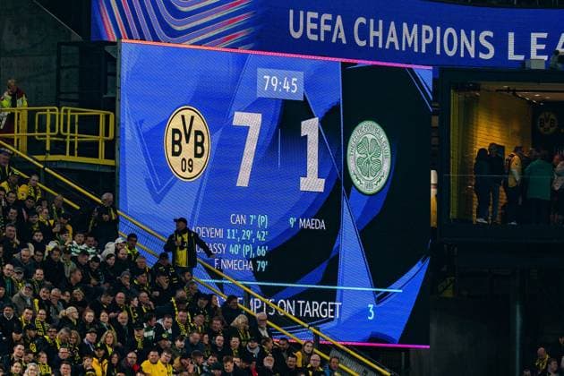 01.10.2024, Borussia Dortmund vs. Celtic Glasgow, UEFA Champions League, 2. Spieltag Endergebnis 7:1 Endstand Copyright: xBahhoxKarax