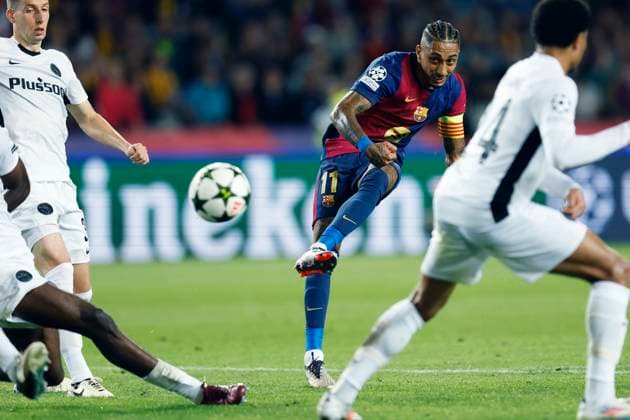 Raphinha (Barcelona), OCTOBER 1, 2024 - Football Soccer : UEFA Champions League match between FC Barcelona, Barca 5-0 Young Boys at the Estadi Olimpic Lluis Companys in Barcelona, Spain. Noxthirdxpartyxsales  (268571107)