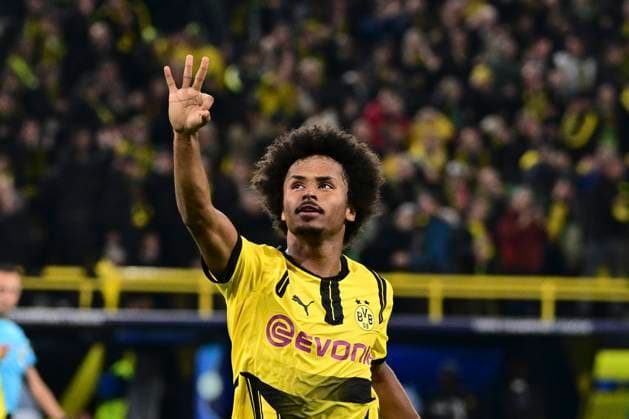 Torjubel zum 5:1 durch Karim Adeyemi 27 (Borussia Dortmund), Borussia Dortmund vs. Celtic Glasgow, Fussball, Champions League, 2. Spieltag, 01.10.2024 Dortmund Nordrhein-Westfalen Deutschland
