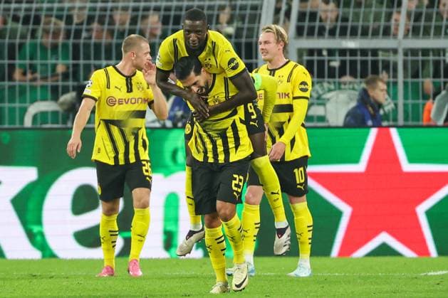 UEFA Champions League - Borussia Dortmund - Celtic Glasgow am 01.10.2024 im Signal Iduna Park in Dortmund Jubel, Torjubel, Torschuetze, Torschütze Serhou Guirassy (Dortmund 9) jubelt nach seinem Tor zum 4 zu 1 mit Emre Can (Dortmund 23)
