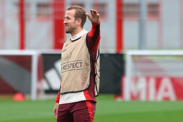 9 Harry Kane, Einzelbild, Gestik, gestikuliert, Portraet, Portrait, Fussball Abschlusstraining - FC Bayern München vor UEFA Champions League-Spiel vs. Aston Villa 01.09.2024 Trainingsgelände, Säbenerstr. FOTO: Mladen Lackovic LakoPress