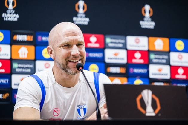 241002 Head coach Henrik Rydström of Malmö FF during a press conference, PK, Pressekonferenz with Malmö FF on October 2, 2024 in Baku. Photo: Petter Arvidson BILDBYRAN kod PA PA0890 fotboll football soccer fotball uefa europa league presskonferens press conference malmö ff bbeng Copyright: PETTERxARVIDSON BB241002PA021