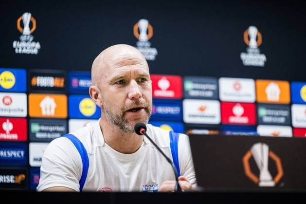 241002 Head coach Henrik Rydström of Malmö FF during a press conference, PK, Pressekonferenz with Malmö FF on October 2, 2024 in Baku. Photo: Petter Arvidson BILDBYRAN kod PA PA0890 fotboll football soccer fotball uefa europa league presskonferens press conference malmö ff bbeng Copyright: PETTERxARVIDSON BB241002PA022