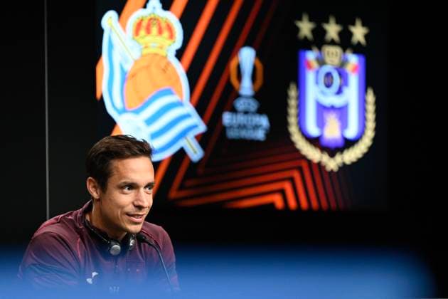 Real Sociedad v RSC Anderlecht - UEFA Europa League - Media Activities SAN SEBASTIAN, SPAIN - OCTOBER 02 : Hubert David head coach of RSC Anderlecht during the press conference, PK, Pressekonferenz ahead of the UEFA Europa League phase 2 match between Real Sociedad and RSC Anderlecht on October 2, 2024 in San Sebastian, Spain, 02 10 2024 San Sebastian Spain  Copyright: xDhax