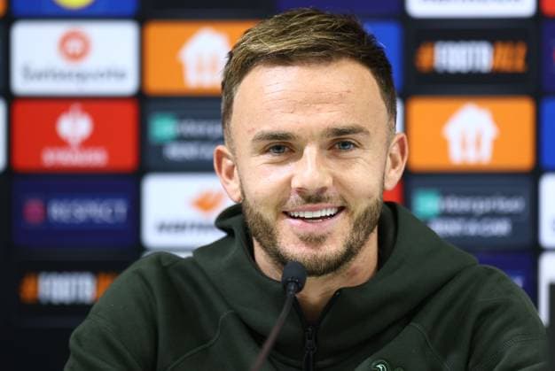 James Maddison of Tottenham Hotspur Tottenham Hotspur Training and press conference, PK, Pressekonferenz UEFA Europa League, Group Stage, Football, Groupama Arena, Budapest, Hungary, 02 Oct 2024 EDITORIAL USE ONLY No use with unauthorised audio, video, data, fixture lists, club league logos or live services. Online in-match use limited to 120 images, no video emulation. No use in betting, games or single club league player publications. Copyright: xMichaelxZemanek Shutterstockx 14752478h