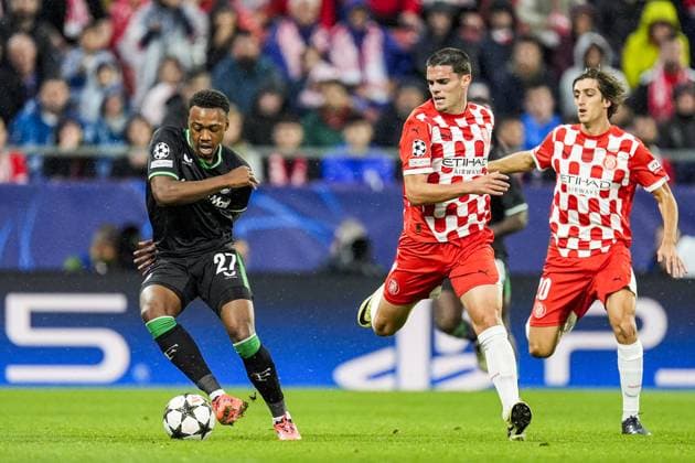 UEFA Champions League: Girona FC v Feyenoord Girona - Antoni Milambo of Feyenoord during the second round of new format of the UEFA Champions League 2024 2025. The match is set between Girona FC and Feyenoord at Estadi Montilivi on 2 October 2024 in Girona, Spain. Copyright: xTomxBodex