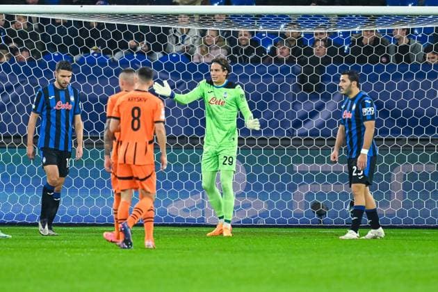 02.10.2024, Fussball, Champions League, 2. Spieltag, Saison 2024 2025, Schachtar Donezk - Atalanta Bergamo, Torwart Marco Carnesecchi (Atalanta Bergamo), xRHR-FOTO TKx Copyright: RHR-FOTOx RHR-FOTO TK
