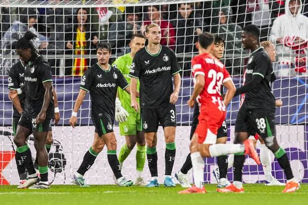 UEFA Champions League: Girona FC v Feyenoord Girona - Thomas Beelen of Feyenoord during the second round of new format of the UEFA Champions League 2024 2025. The match is set between Girona FC and Feyenoord at Estadi Montilivi on 2 October 2024 in Girona, Spain. Copyright: xTomxBodex