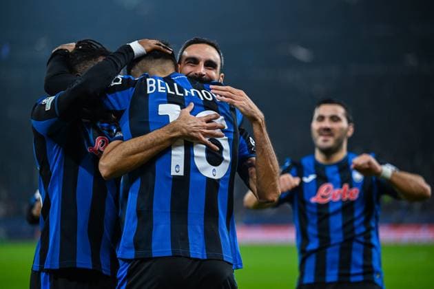 02.10.2024, Fussball, Champions League, 2. Spieltag, Saison 2024 2025, Schachtar Donezk - Atalanta Bergamo, Raoul Bellanova (Atalanta Bergamo) freut sich über das Tor zum 3:0. xRHR-FOTO TKx Copyright: RHR-FOTOx RHR-FOTO TK