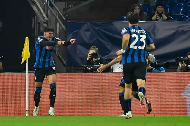 Raoul Bellanova (Atalanta Bergamo) Torjubel, jubelt nach seinem Treffer zum 0:3, UEFA Champions League 2024 25 League Phase MD2, FC Shakhtar Donetsk v Atalanta BC, Veltins Arena, 02.10.2024, Gelsenkirchen, Deutschland. Defodi-067_SCDATB20241002_053