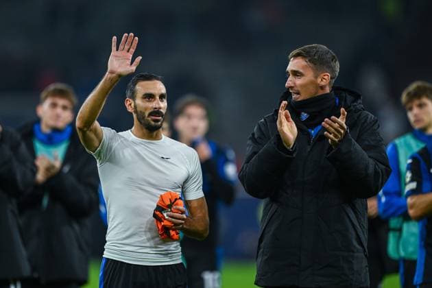 02.10.2024, Fussball, Champions League, 2. Spieltag, Saison 2024 2025, Schachtar Donezk - Atalanta Bergamo, Davide Zappacosta (Atalanta Bergamo), Torwart Francesco Rossi (Atalanta Bergamo), xRHR-FOTO TKx Copyright: RHR-FOTOx RHR-FOTO TK
