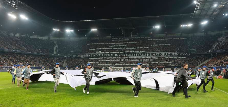 SOCCER - UEFA CL, Sturm vs Brugge KLAGENFURT,AUSTRIA,02.OCT.24 - SOCCER - UEFA Champions League, SK Sturm Graz vs Club Brugge. Image shows overview of the stadium with kids .  GEPAxpictures xWolfgangxGrebien