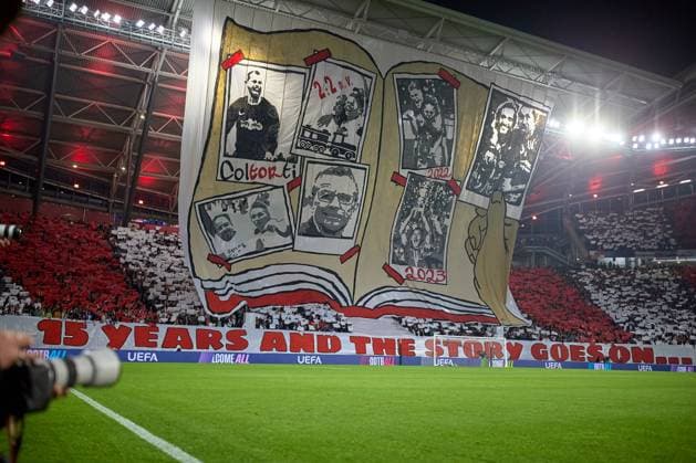 02.10.2024, Fußball, Männer, Champions League, Ligaphase, 2024 2025, Spieltag 2, RB Leipzig - Juventus Turin Choreo vorm Spiel Leipzig Red Bull Arena Sachsen Deutschland