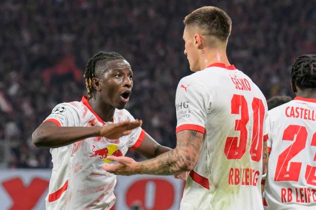 GER, Sachsen, Leipzig, RB Leipzig vs Juventus Turin, Champions League, CHL, UCL, Spieltag, Spielzeit 2024 2025, RB Arena, v.l. im Bild: Benjamin Sesko (RB Leipzig 30), feiert sein Tor, Tor, Treffer, Jubel, Torjubel, Freude, Begeisterung, feiert, zum 1:0, 02.10.2024, Copyright: HMBxMedia UwexKoch