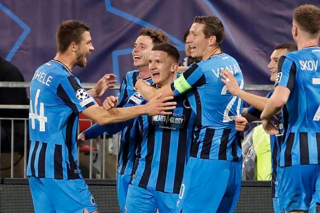 Sturm Graz v Club Brugge - UEFA Champions League KLAGENFURT, AUSTRIA - OCTOBER 02 : Tzolis Christos forward of Club Brugge celebrates scoring a goal during the UEFA Champions League phase matchday 2 match between Sturm Graz and Club Brugge at the Worthersee Stadion on October 2, 2024 in Klagenfurt, Austria, 02 10 2024 Klagenfurt Austria  Copyright: xJanxDexMeuleneirx