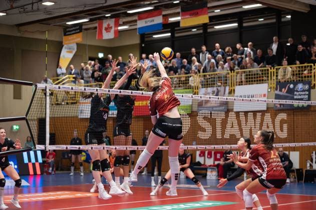 Sport Themen der Woche KW40 Sport Bilder des Tages Aachen, Germany, October 02, 2024: Eleanor Holthaus (6 SC Potsdam) smashes the ball during the 1. Bundesliga Frauen game between Ladies in Black Aachen and SC Potsdam at the Hexenkessel in Aachen, Germany (Martin Pitsch SPP)  Copyright: xMartinxPitschx xSPPx spp-en-MaPiSp-20241002_DSC8348-Enhanced-NR_NIKON Z 6_20241002-LIBvSCP