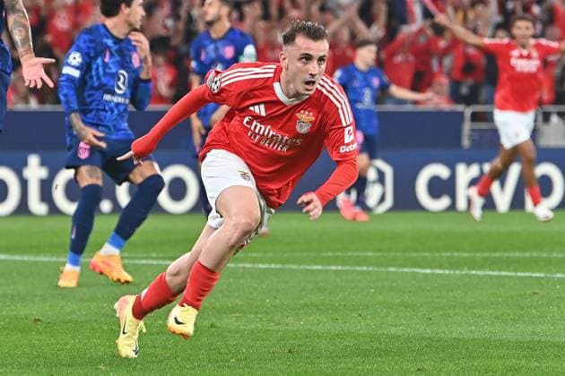 Portugal, Lisbon 2. October 2024 Uefa Champions League phase 2024 25 Matchday 2, S.L.Benfica - Atletico de Madrid v.l., Kerem Aktürkoglu (S.L.Benfica) Torjubel, Goal celebration, celebrate the goal Copyright: JoaquimxFerreira