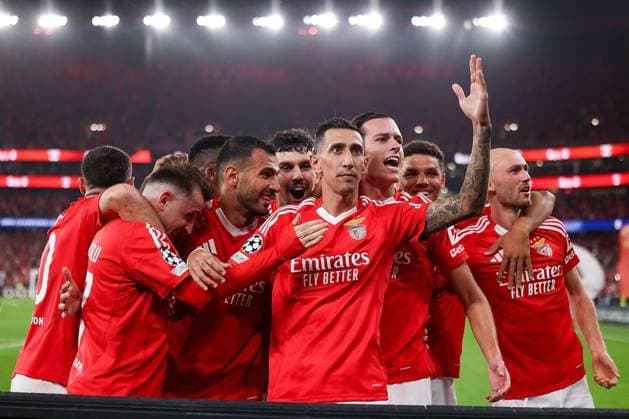 Portugal, Lisbon 2. October 2024 Uefa Champions League phase 2024 25 Matchday 2, S.L.Benfica - Atletico de Madrid v.l., Torjubel, Goal celebration, celebrate the goal um Angel di Maria (S.L.Benfica) Copyright: JoaquimxFerreira
