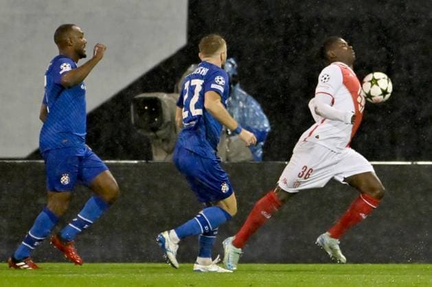 Breel Embolo of Monaco (R) during the UEFA Champions League, League phase football match between Dinamo Zagreb and Monaco FOOTBALL : Dinamo Zagreb vs AS Monaco - UEFA Ligue des Champions 2024 2025 - 02 10 2024 IgorKupljenik Panoramic 