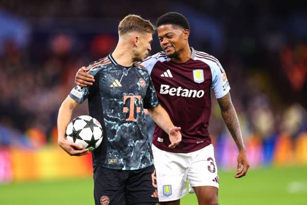 Aston Villa v Bayern Munich 2 October 2024, Aston - UEFA Champions League Football - Aston Villa v Bayern Munich - Joshua Kimmich of Bayern Munich and Leon Bailey of Aston Villa - Photo: Jacques Feeney Offside. Aston UK Copyright: xJacquesxFeeneyx xOffsidexOffside