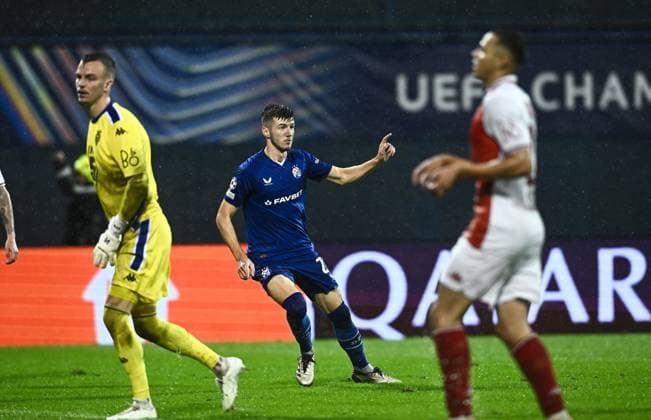 GNK Dinamo v AS Monaco - UEFA Champions League 2024 25 League Phase MD2 ZAGREB, CROATIA - OCTOBER 2: Petar Sucic of Dinamo Zagreb celebrate after scoring during UEFA Champions League 2024 25 League Phase MD2 match between GNK Dinamo v AS Monaco at Maksimir Stadion on October 2, 2024 in Zagreb, Croatia.  MarkoxLukunic PIXSELL