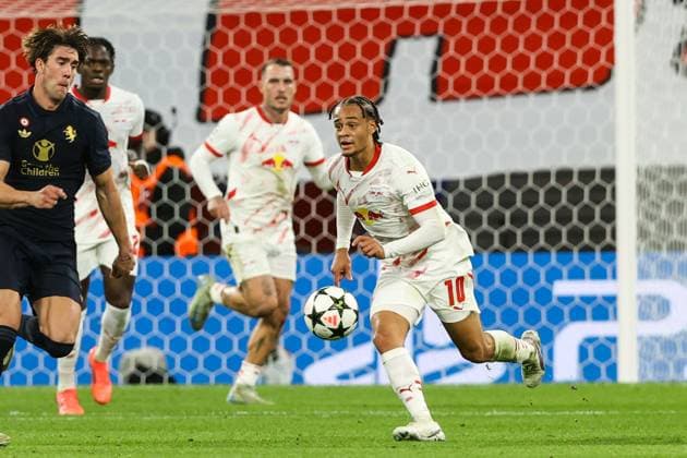 Xavi Simons (RB Leipzig,10) - Champions League Ligaphase Saison 2024-2025 RB Leipzig vs. Juventus Turin in der Red Bull Arena in Leipzig - Aktion,Fussball,Deutschland,Mann,Männer,02.10.2024