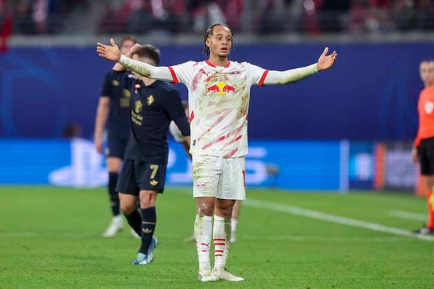Xavi Simons (RB Leipzig) schaut enttaeuscht, UEFA Champions League 2024 25 League Phase MD2, RB Leipzig v Juventus, Red Bull Arena am 02. October 2024 in Leipzig, Deutschland. (Foto von Marco Steinbrenner DeFodi Images) Xavi Simons (RB Leipzig) looks dejected, UEFA Champions League 2024 25 League Phase MD2, RB Leipzig v Juventus, Red Bull Arena (Leipzig), October 2, 2024 in Leipzig, Germany. (Photo by Marco Steinbrenner DeFodi Images) Defodi-700_leipzig_juve_20241002_088