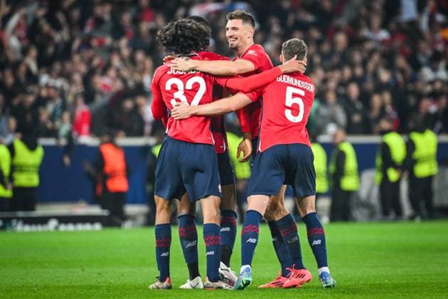 October 2, 2024, Villeneuve-D ascq, France, France: Thomas MEUNIER of Lille celebrate the victory with teammates during the UEFA Champions League, League Phase MD2 match between Lille OSC (LOSC) and Real Madrid at Pierre Mauroy Stadium on October 02, 2024 in Villeneuve-d Ascq near Lille, France. Villeneuve-D ascq France - ZUMAm308 20241002_zsp_m308_015 Copyright: xMatthieuxMirvillex