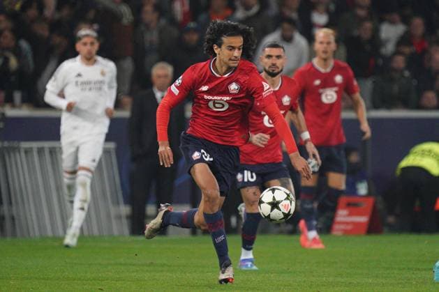 Ayyoub Bouaddi of Lille Lille v Real Madrid, UEFA Champions League, Group Stage, Football, Pierre Mauroy Stadium, Lille, France, 02 Oct 2024 EDITORIAL USE ONLY No use with unauthorised audio, video, data, fixture lists, club league logos or live services. Online in-match use limited to 120 images, no video emulation. No use in betting, games or single club league player publications. Copyright: xDavexWinter Shutterstockx 14750773ht