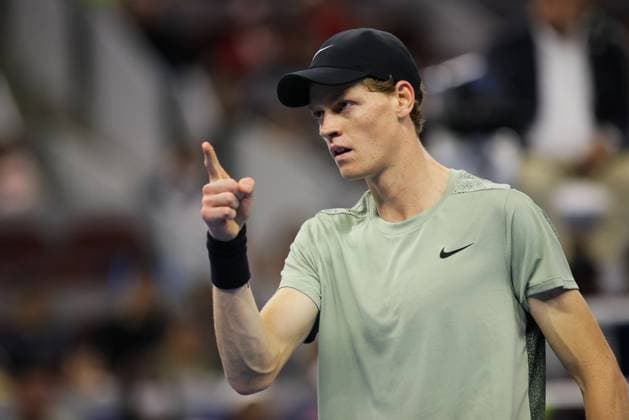 BEIJING, CHINA - OCTOBER 02: Jannik Sinner of Italy reacts in the Men s Singles Final match against Carlos Alcaraz of Spain on day ten of 2024 China Open at National Tennis Center on October 2, 2024 in Beijing, China.  Copyright: xVCGx 111521667830