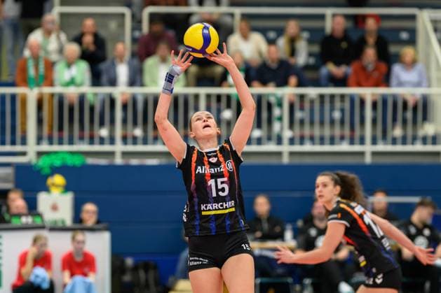 RECORD DATE NOT STATED Charlotte Krenicky (Trikot Nr. 15, Allianz MTV Stuttgart); 1. Volleyball Bundesliga - USC Münster-Allianz MTV Stuttgart, Münster am 02.10.2024 Copyright: xBEAUTIFULxSPORTS PeterxWeberx