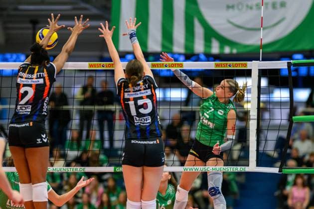 RECORD DATE NOT STATED Elena Kömmling (Trikot Nr.7, USC Münster); 1. Volleyball Bundesliga - USC Münster-Allianz MTV Stuttgart, Münster am 02.10.2024 Copyright: xBEAUTIFULxSPORTS PeterxWeberx