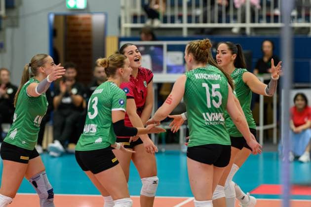 RECORD DATE NOT STATED Pippa Molenaar (Trikot Nr. 1, USC Münster), Mikala Mogensen (Trikot Nr.16; 1. Volleyball Bundesliga - USC Münster-Allianz MTV Stuttgart, Münster am 02.10.2024 Copyright: xBEAUTIFULxSPORTS PeterxWeberx