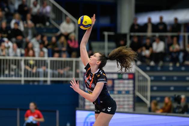 RECORD DATE NOT STATED Lucía Varela Gómez (Trikot Nr. 12, Allianz MTV Stuttgart); 1. Volleyball Bundesliga - USC Münster-Allianz MTV Stuttgart, Münster am 02.10.2024 Copyright: xBEAUTIFULxSPORTS PeterxWeberx