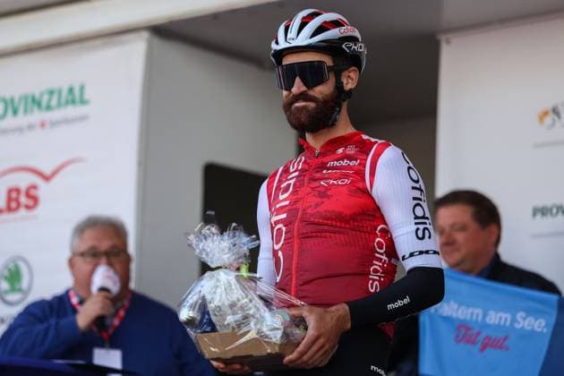 Radsport UCI ProSeries Men Elite 18. Sparkassen Münsterland Giro am 03.10.2024 in Münster Simon Geschke ( Cofidis ) wird verabschiedet