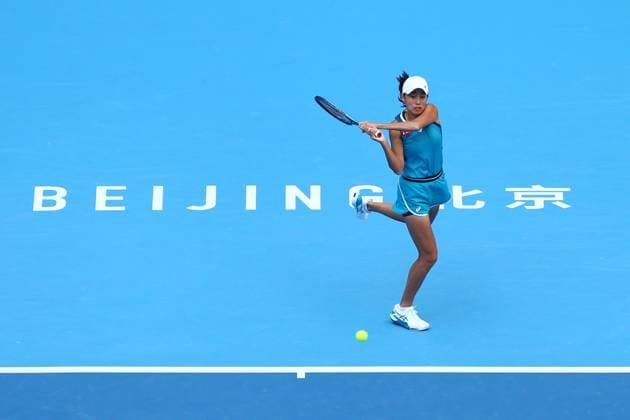 BEIJING, CHINA - OCTOBER 03: Zhang Shuai of China competes in the Women s Singles Quarterfinal match against Paula Badosa of Spain on day eleven of 2024 China Open at National Tennis Center on October 3, 2024 in Beijing, China.  Copyright: xVCGx 111521699174