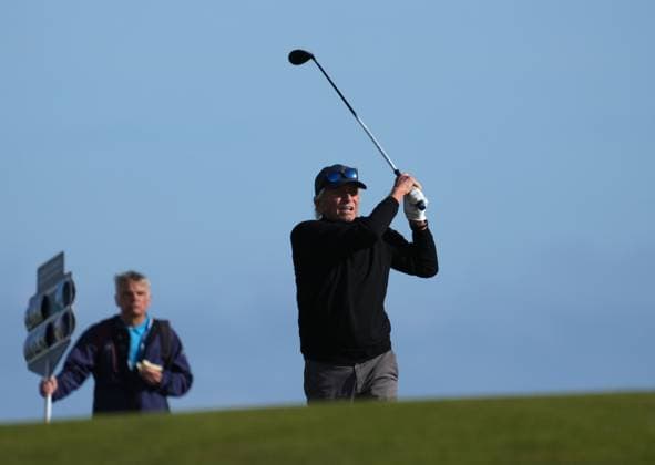 Michael Douglas on the 1st hole. Alfred Dunhill Links Championship 2024, Day One, Golf, The Belfry, Angus and Fife, Scotland, UK - 03 Oct 2024  Copyright: xStuartxWallace Shutterstockx 14751990bi
