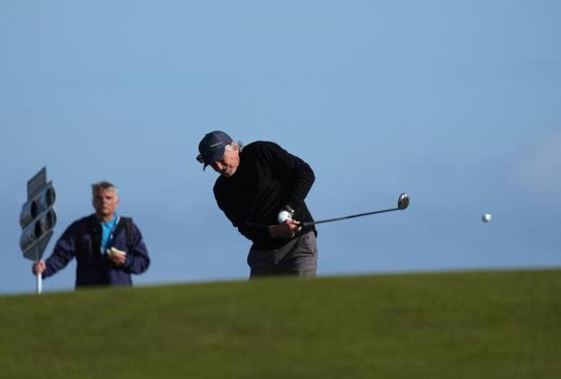 Michael Douglas on the 1st hole. Alfred Dunhill Links Championship 2024, Day One, Golf, The Belfry, Angus and Fife, Scotland, UK - 03 Oct 2024  Copyright: xStuartxWallace Shutterstockx 14751990bk