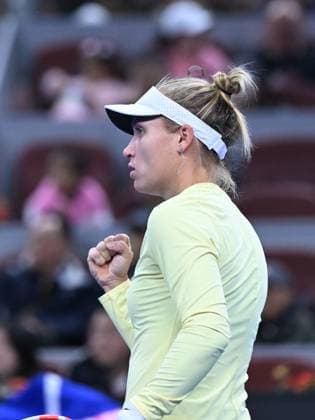 (241003) -- BEIJING, Oct. 3, 2024 -- Yuliia Starodubtseva of Ukraine celebrates during the women s singles quarterfinal against Coco Gauff of the United States at the 2024 China Open tennis tournament in Beijing, China, Oct. 3, 2024. ) (SP)CHINA-BEIJING-TENNIS-CHINA OPEN-WOMEN S SINGLES(CN) ZhangxLong 