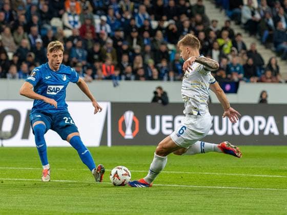 Volodymyr Brazhko (Dynamo Kiew 6), Torschuss, GER, TSG 1899 Hoffenheim vs. Dynamo Kiew, Fussball, UEFA Europa League, Spieltag 2, Saison 2024 2025, 03.10.2024 GER, TSG 1899 Hoffenheim vs. Dynamo Kiew, Fussball, UEFA Europa League, Spieltag 2, Saison 2024 2025, 03.10.2024 Sinsheim Copyright: xEibner-Pressefoto FlorianxSchustx EP_FSU