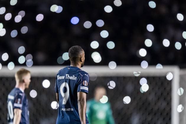 241003 Isaac Kiese Thelin of Malmö FF during the UEFA Europa League football match between Qarabag and Malmö FF on October 3, 2024 in Baku. Photo: Petter Arvidson BILDBYRAN kod PA PA0893 fotboll, football, soccer, fotball,uefa europa league,qarabag,ma Copyright: PETTERxARVIDSON BB241003PA096