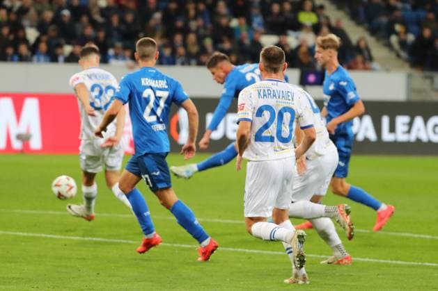 03.10.2024, xtvx, Fussball UEFA Europa League, TSG 1899 Hoffenheim - Dynamo Kiev emspor, v.l. Goal scored, Tor zum 2:0 Adam Hlozek (TSG 1899 Hoffenheim) (DFL DFB REGULATIONS PROHIBIT ANY USE OF PHOTOGRAPHS as IMAGE SEQUENCES and or QUASI-VIDEO) Sinsheim