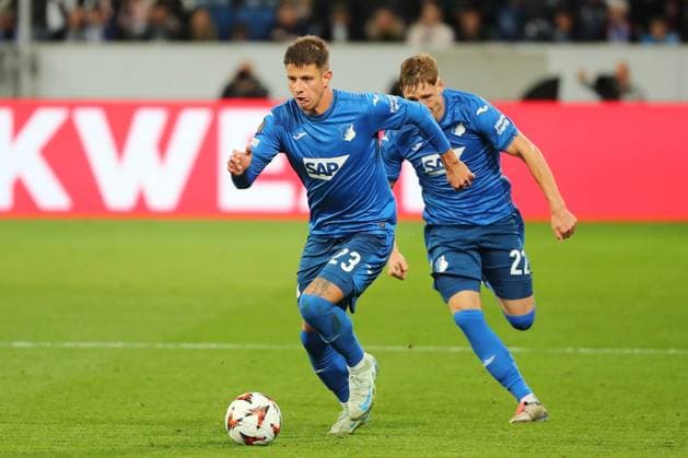03.10.2024, xtvx, Fussball UEFA Europa League, TSG 1899 Hoffenheim - Dynamo Kiev emspor, v.l. Adam Hlozek (TSG 1899 Hoffenheim) Portrait (DFL DFB REGULATIONS PROHIBIT ANY USE OF PHOTOGRAPHS as IMAGE SEQUENCES and or QUASI-VIDEO) Sinsheim