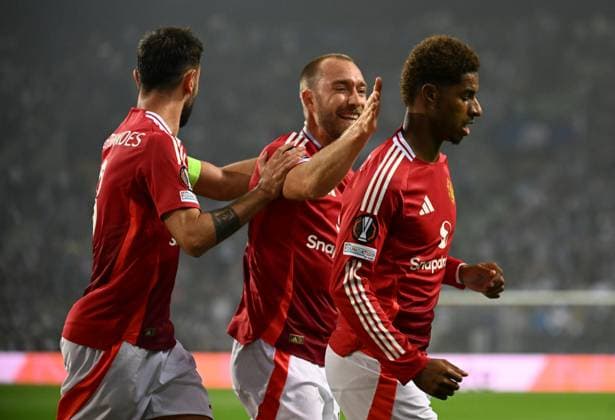 Marcus Rashford of Manchester United, ManU celebrates scoring to make it 0-1 Porto v Manchester United, UEFA Europa League, Group Stage, Football, Estadio do Dragao, Porto, Portugal, 03 Oct 2024 EDITORIAL USE ONLY No use with unauthorised audio, video, data, fixture lists, club league logos or live services. Online in-match use limited to 120 images, no video emulation. No use in betting, games or single club league player publications.  Copyright: xZedxJameson Shutterstockx 14750815bo