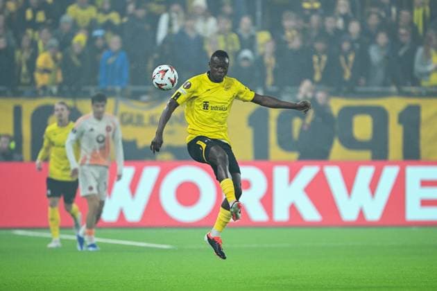241003 Timothy Noor Ouma of Elfsborg during the UEFA Europa League between Elfsborg and Roma on October 3, 2024 in Boras. Photo: Jörgen Jarnberger BILDBYRAN COP 112 JJ0405 fotboll, football, soccer, fotball,uefa europa league,elfsborg,r Copyright: JÖRGENxJARNBERGER BB241003JJ026