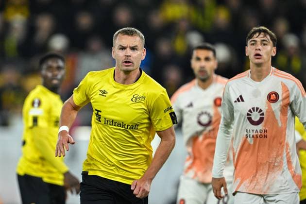 241003 Gustav Henriksson of Elfsborg during the UEFA Europa League between Elfsborg and Roma on October 3, 2024 in Boras. Photo: Jörgen Jarnberger BILDBYRAN COP 112 JJ0405 fotboll, football, soccer, fotball,uefa europa league,elfsborg,r Copyright: JÖRGENxJARNBERGER BB241003JJ032