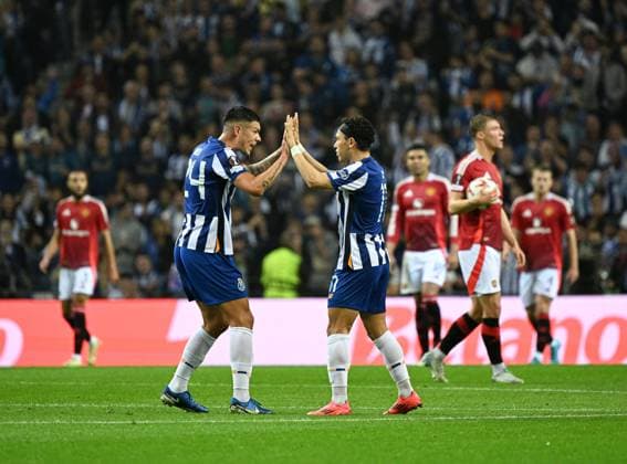 PepÃª of Porto clebrtaes scoring to make it 1-2 Porto v Manchester United, ManU UEFA Europa League, Group Stage, Football, Estadio do Dragao, Porto, Portugal, 03 Oct 2024 EDITORIAL USE ONLY No use with unauthorised audio, video, data, fixture lists, club league logos or live services. Online in-match use limited to 120 images, no video emulation. No use in betting, games or single club league player publications.  Copyright: xZedxJameson Shutterstockx 14750815de