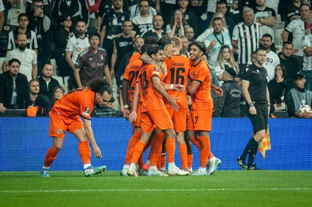 Besiktas vs Eintract Frankfurt UEFA Europa League MD1 Eintract Frankfurt team celebrates goal in action during the match. Besiktas and Eintract Frankfurt faced each other in the UEFA Europa League matchday 2, the match took place at Tupras Staidum on October 3, 2024 Istanbul Istanbul Turkey Copyright: xYagizxGurtugx