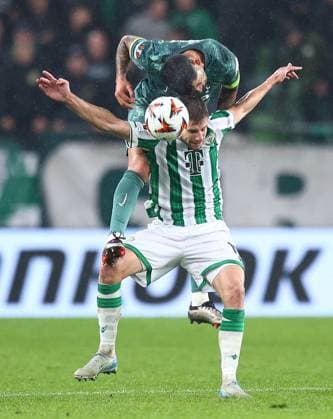 Cristian Romero of Tottenham Hotspur competes for the ball with Barnabas Varga of Ferencvaros Ferencvaros v Tottenham Hotspur, UEFA Europa League, Group Stage, Football, Groupama Arena, Budapest, Hungary, 03 Oct 2024 EDITORIAL USE ONLY No use with unauthorised audio, video, data, fixture lists, club league logos or live services. Online in-match use limited to 120 images, no video emulation. No use in betting, games or single club league player publications. Copyright: xMichaelxZemanek Shutterstockx 14750796bk